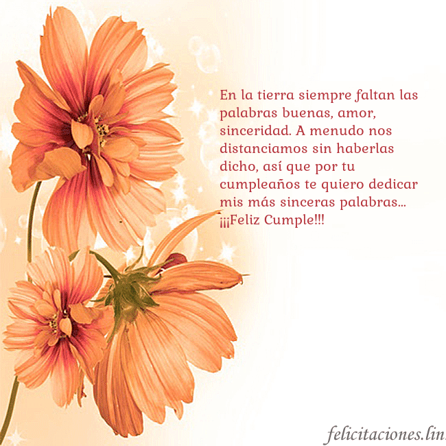 Tarjeta con flores naranjas En la tierra siempre faltan las palabras buenas, a Tarjeta con flores naranjas
