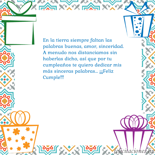 Tarjeta con regalos En la tierra siempre faltan las palabras buenas, a Tarjeta con regalos