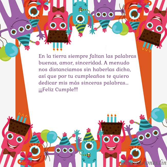 Tarjeta con monstruos En la tierra siempre faltan las palabras buenas, a Tarjeta con monstruos