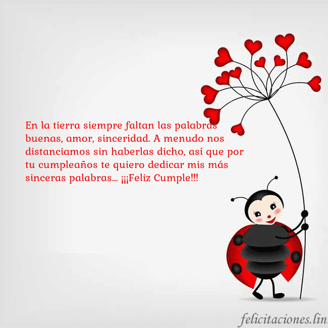 Tarjeta con mariquita En la tierra siempre faltan las palabras buenas, a Tarjeta con mariquita