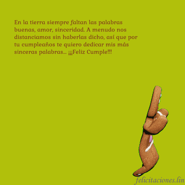 Postal electrónica animada con pan de jengibre bailando En la tierra siempre faltan las palabras buenas, a Postal electrónica animada con pan de jengibre bailando