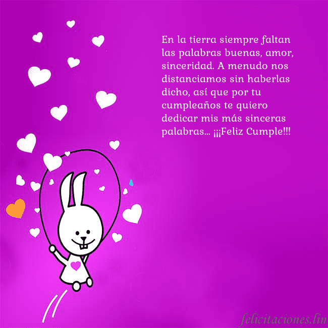 Tarjeta de cumpleaños con un gracioso conejito En la tierra siempre faltan las palabras buenas, a Tarjeta de cumpleaños con un gracioso conejito