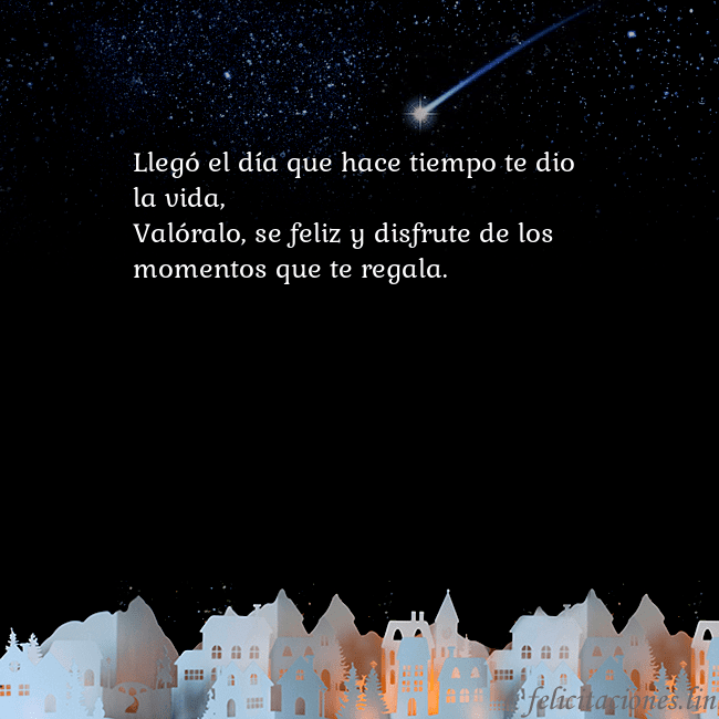 Tarjeta negra con un cometa Llegó el día que hace tiempo te dio la vida,
Való Tarjeta negra con un cometa