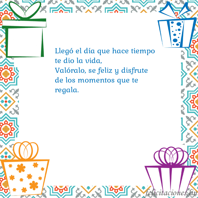 Tarjeta con regalos Llegó el día que hace tiempo te dio la vida,
Való Tarjeta con regalos