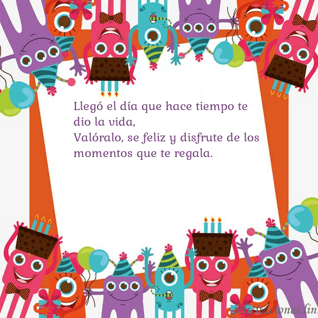 Tarjeta con monstruos Llegó el día que hace tiempo te dio la vida,
Való Tarjeta con monstruos