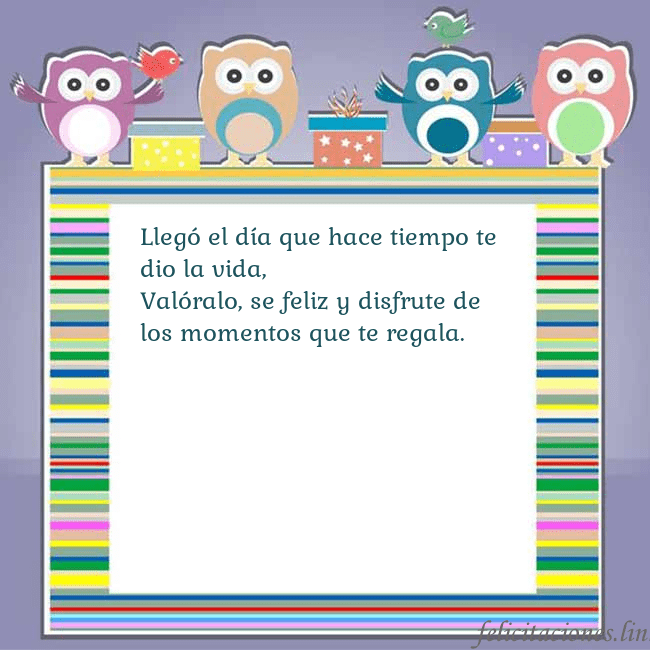 Tarjeta con búhos Llegó el día que hace tiempo te dio la vida,
Való Tarjeta con búhos
