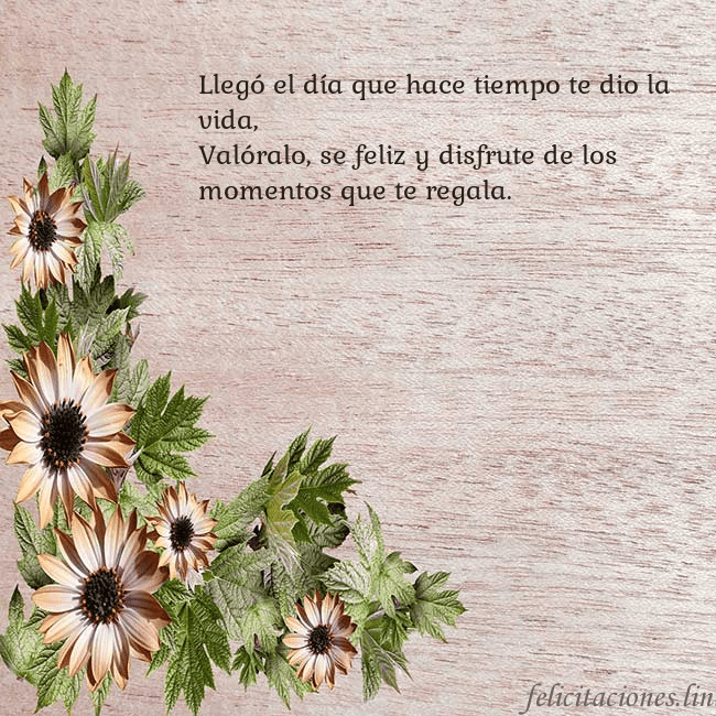 Tarjeta de cumpleaños con flores marrones