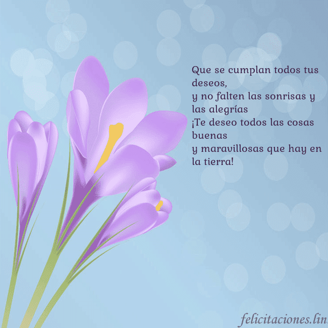 Tarjeta con crocus Que se cumplan todos tus deseos,
y no falten las s Tarjeta con crocus