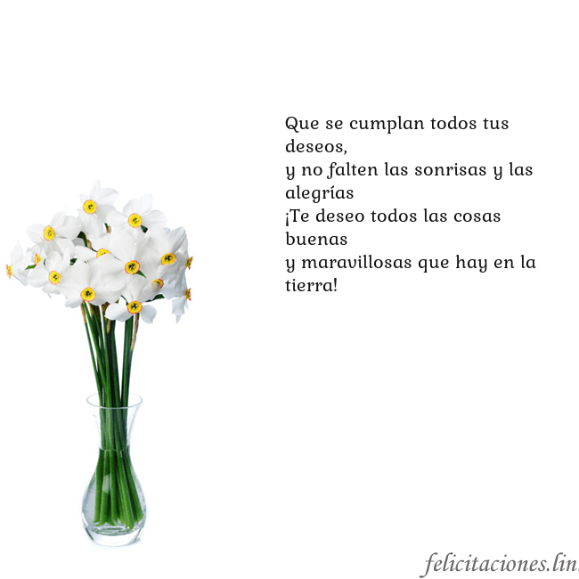 Tarjeta con narcisos Que se cumplan todos tus deseos,
y no falten las s Tarjeta con narcisos