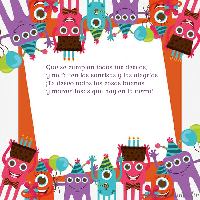 Tarjeta con monstruos Que se cumplan todos tus deseos,
y no falten las s Tarjeta con monstruos
