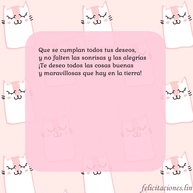 Tarjeta de cumpleaños rosa con gatos divertidos