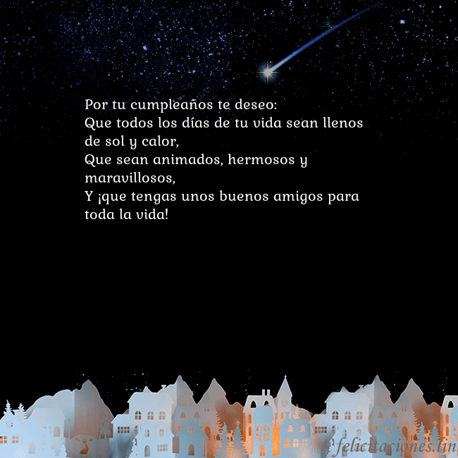 Tarjeta negra con un cometa Por tu cumpleaños te deseo:
Que todos los días de Tarjeta negra con un cometa