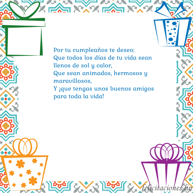 Tarjeta con regalos Por tu cumpleaños te deseo:
Que todos los días de Tarjeta con regalos