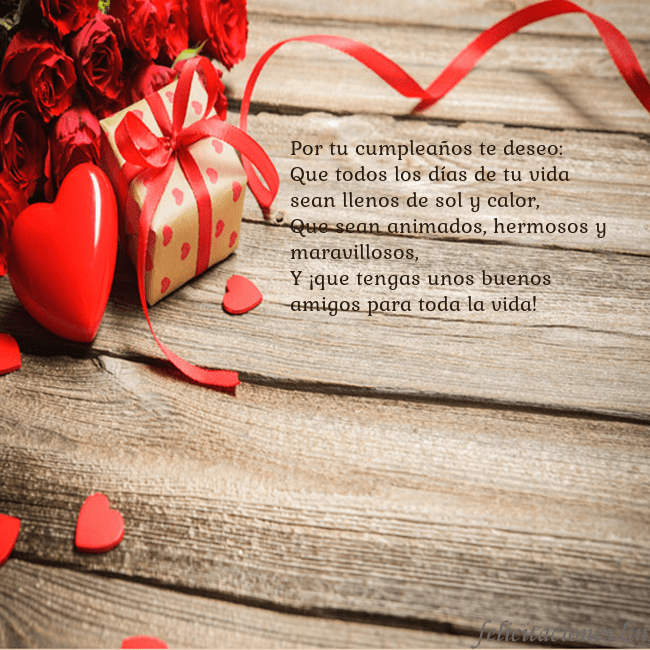 Tarjeta con con corazón rojo Por tu cumpleaños te deseo:
Que todos los días de Tarjeta con con corazón rojo