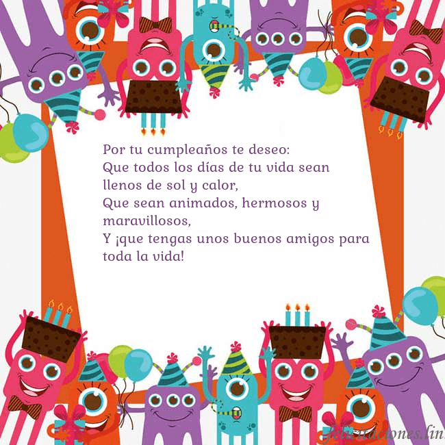 Tarjeta con monstruos Por tu cumpleaños te deseo:
Que todos los días de Tarjeta con monstruos