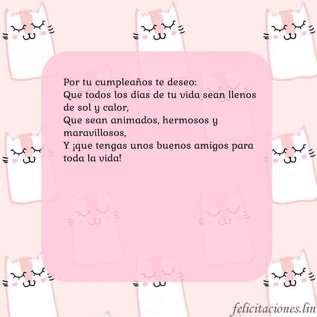 Tarjeta de cumpleaños rosa con gatos divertidos