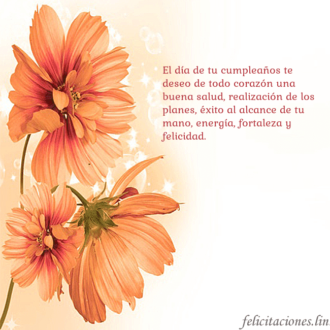 Tarjeta con flores naranjas El día de tu cumpleaños te deseo de todo corazón u Tarjeta con flores naranjas