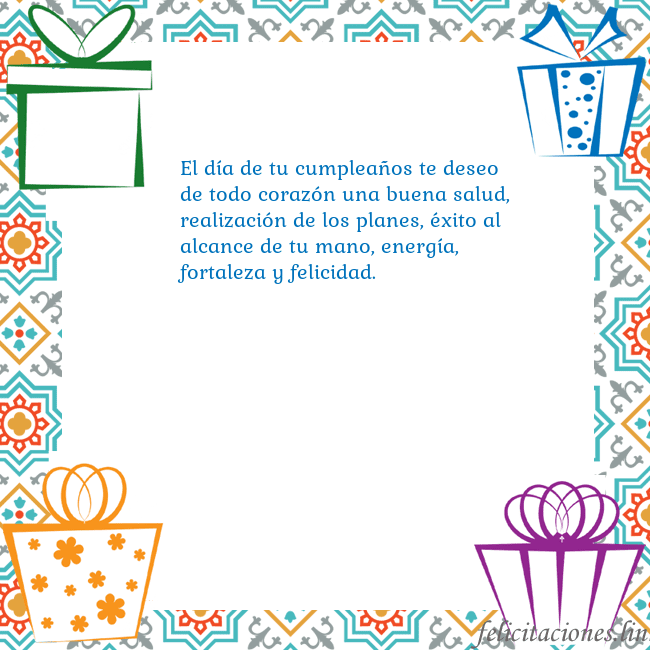 Tarjeta con regalos El día de tu cumpleaños te deseo de todo corazón u Tarjeta con regalos