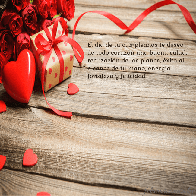 Tarjeta con con corazón rojo El día de tu cumpleaños te deseo de todo corazón u Tarjeta con con corazón rojo