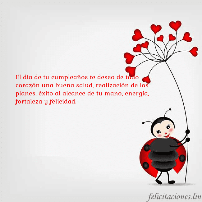 Tarjeta con mariquita El día de tu cumpleaños te deseo de todo corazón u Tarjeta con mariquita