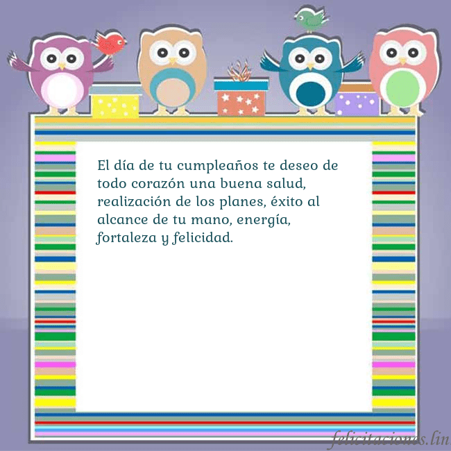 Tarjeta con búhos El día de tu cumpleaños te deseo de todo corazón u Tarjeta con búhos