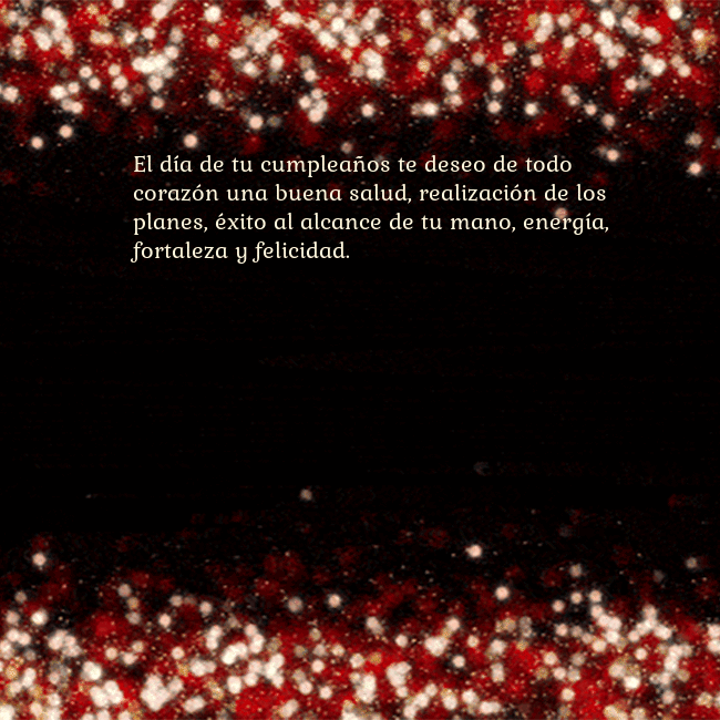Postal animada intermitente negro-rojo El día de tu cumpleaños te deseo de todo corazón u Postal animada intermitente negro-rojo