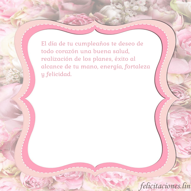 Tarjeta de cumpleaños - marco rosa El día de tu cumpleaños te deseo de todo corazón u Tarjeta de cumpleaños - marco rosa