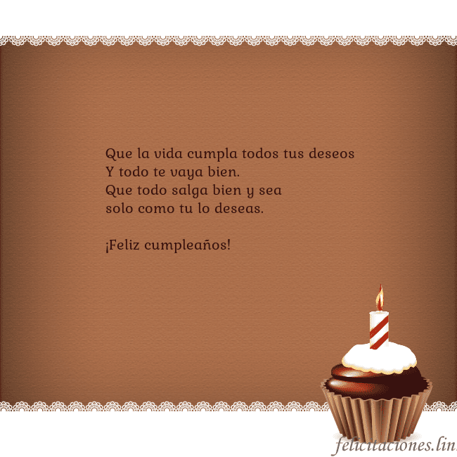 Tarjetas de cumpleaños con cupcake y vela Que la vida cumpla todos tus deseos
Y todo te vaya Tarjetas de cumpleaños con cupcake y vela