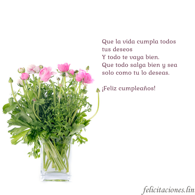 Tarjeta con flores en un jarrón Que la vida cumpla todos tus deseos
Y todo te vaya Tarjeta con flores en un jarrón