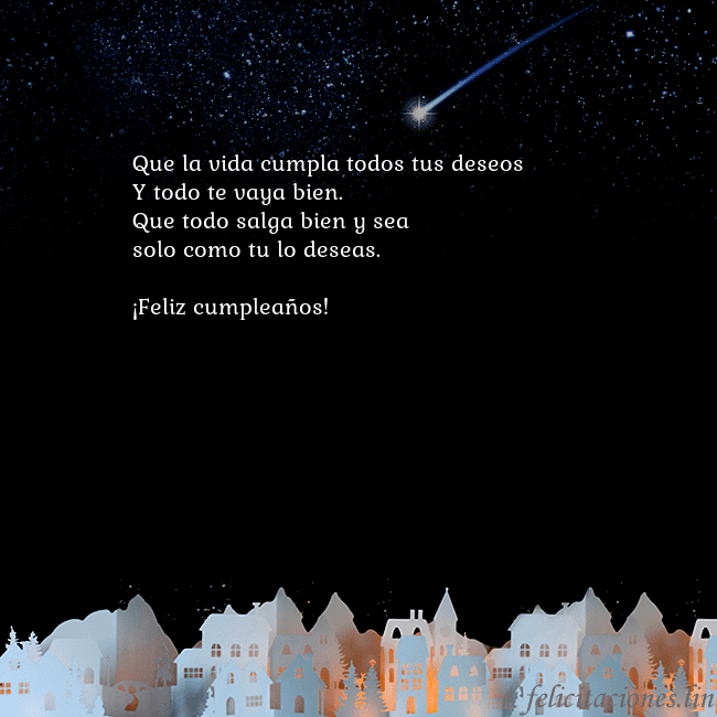 Tarjeta negra con un cometa Que la vida cumpla todos tus deseos
Y todo te vaya Tarjeta negra con un cometa
