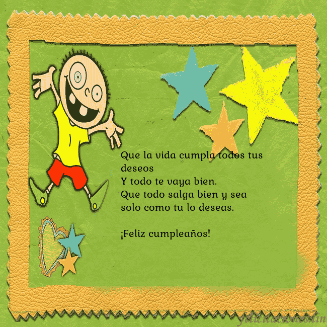 Tarjeta de cumpleaños con un chico divertido Que la vida cumpla todos tus deseos
Y todo te vaya Tarjeta de cumpleaños con un chico divertido