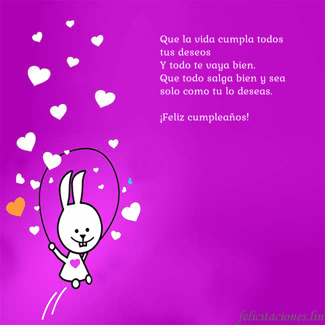 Tarjeta de cumpleaños con un gracioso conejito Que la vida cumpla todos tus deseos
Y todo te vaya Tarjeta de cumpleaños con un gracioso conejito