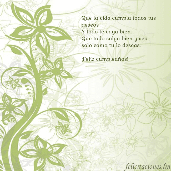 Tarjeta de cumpleaños con flores pintadas de verde