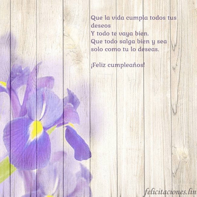 Tarjeta de cumpleaños con lirios Que la vida cumpla todos tus deseos
Y todo te vaya Tarjeta de cumpleaños con lirios