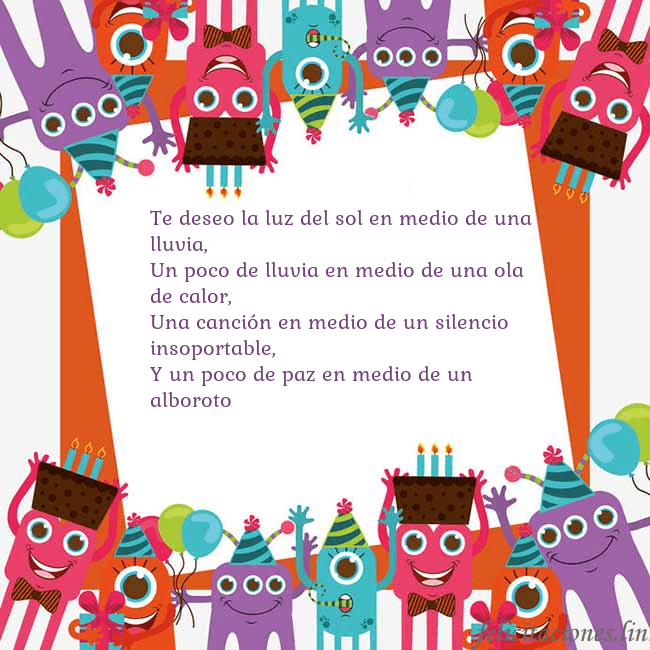 Tarjeta con monstruos Te deseo la luz del sol en medio de una lluvia,
Un Tarjeta con monstruos