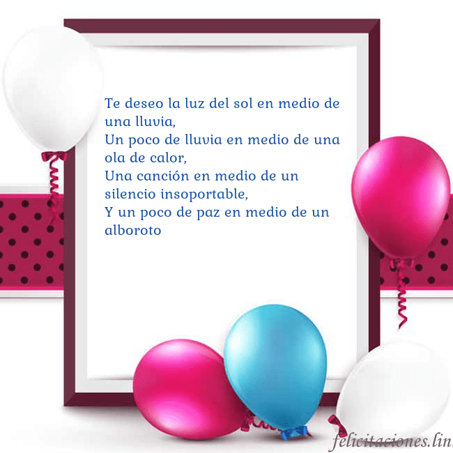 Tarjeta con globos Te deseo la luz del sol en medio de una lluvia,
Un Tarjeta con globos