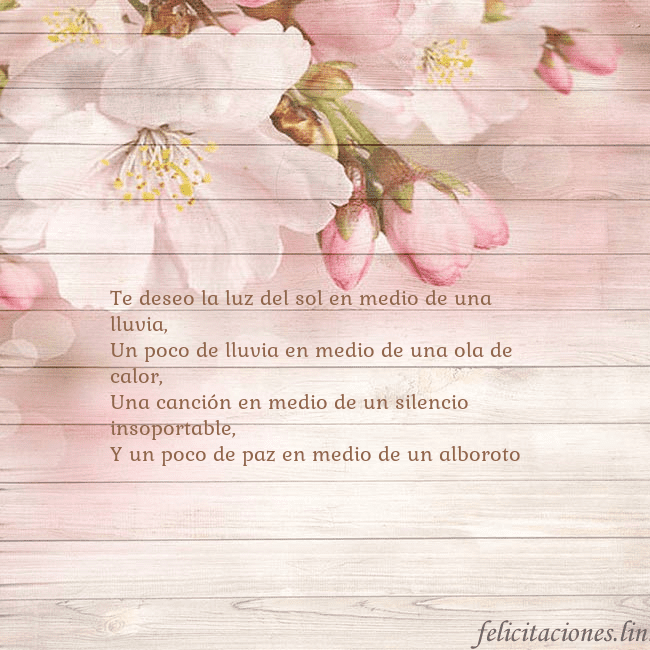 Tarjeta de cumpleaños con flores de manzana Te deseo la luz del sol en medio de una lluvia,
Un Tarjeta de cumpleaños con flores de manzana