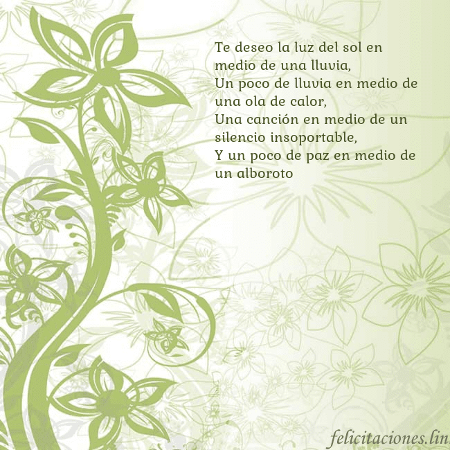 Tarjeta de cumpleaños con flores pintadas de verde Te deseo la luz del sol en medio de una lluvia,
Un Tarjeta de cumpleaños con flores pintadas de verde