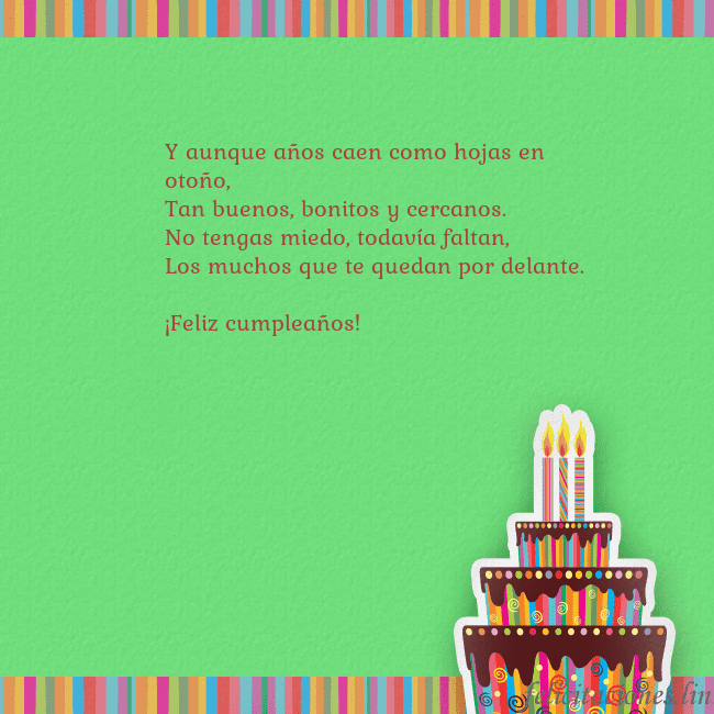 Tarjetas de cumpleaños verde con pastel y vela Y aunque años caen como hojas en otoño,
Tan buenos Tarjetas de cumpleaños verde con pastel y vela