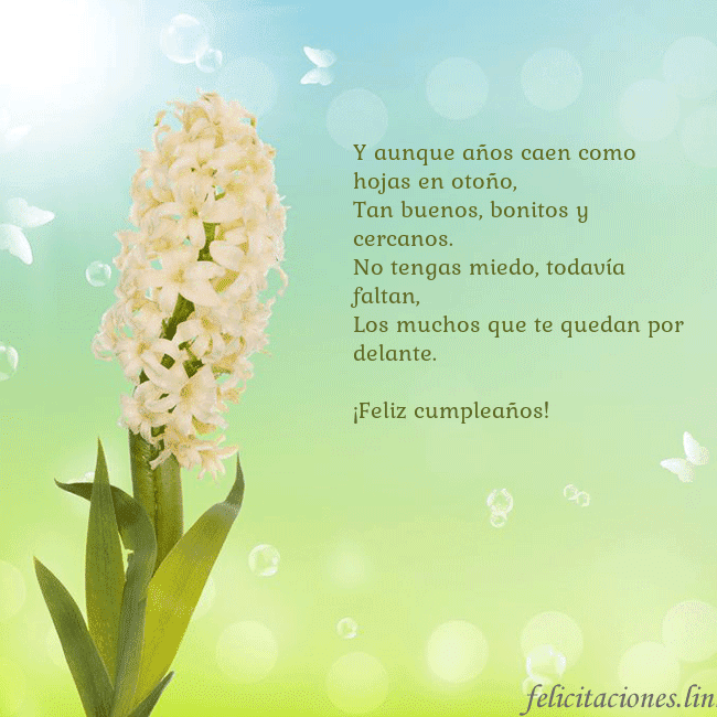 Tarjeta con jacinto Y aunque años caen como hojas en otoño,
Tan buenos Tarjeta con jacinto
