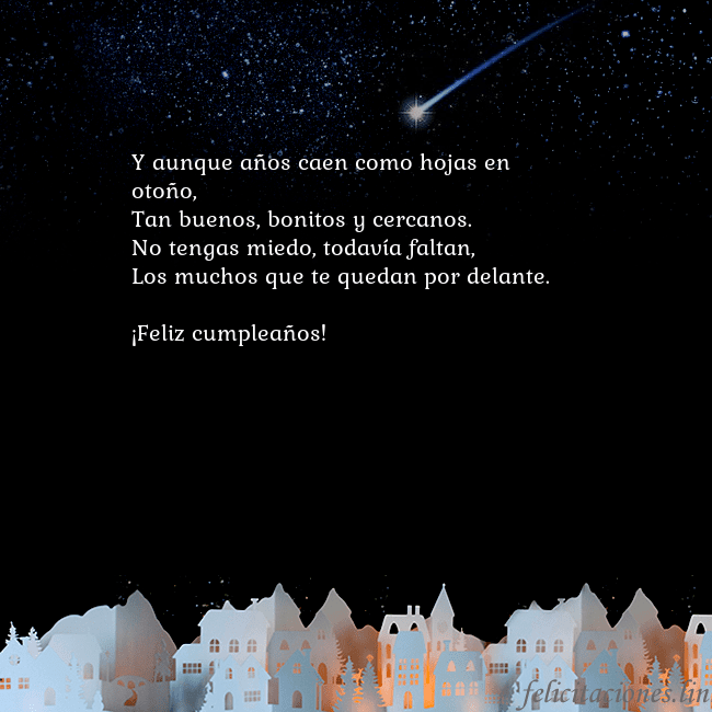 Tarjeta negra con un cometa Y aunque años caen como hojas en otoño,
Tan buenos Tarjeta negra con un cometa