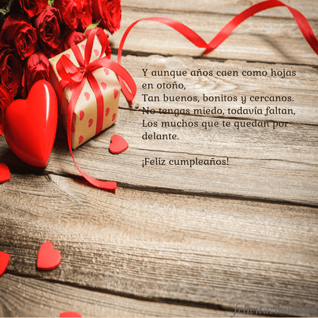 Tarjeta con con corazón rojo Y aunque años caen como hojas en otoño,
Tan buenos Tarjeta con con corazón rojo