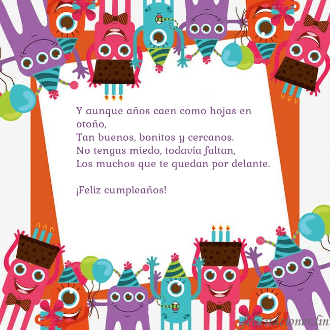 Tarjeta con monstruos Y aunque años caen como hojas en otoño,
Tan buenos Tarjeta con monstruos