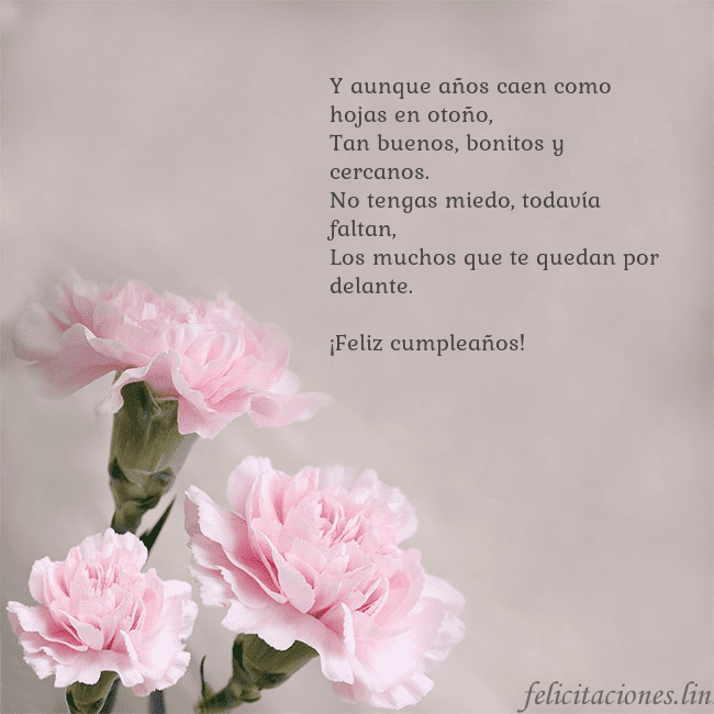 Tarjeta de cumpleaños con claveles rosas Y aunque años caen como hojas en otoño,
Tan buenos Tarjeta de cumpleaños con claveles rosas