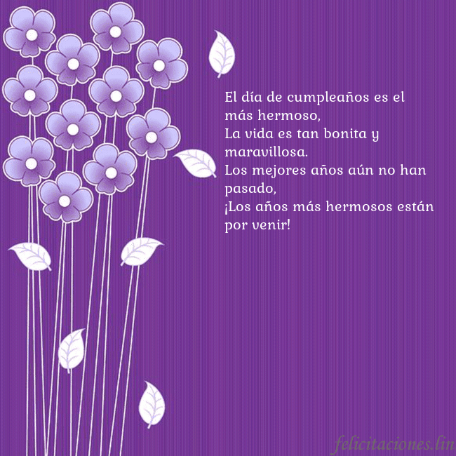 Tarjeta con flores violetas El día de cumpleaños es el más hermoso,
La vida es Tarjeta con flores violetas