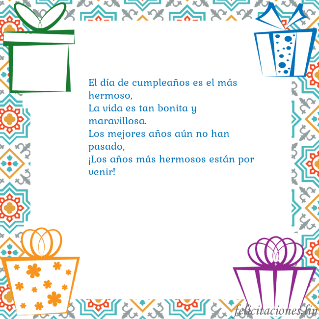 Tarjeta con regalos El día de cumpleaños es el más hermoso,
La vida es Tarjeta con regalos
