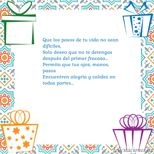 Tarjeta con regalos Que los pasos de tu vida no sean difíciles,
Solo d Tarjeta con regalos