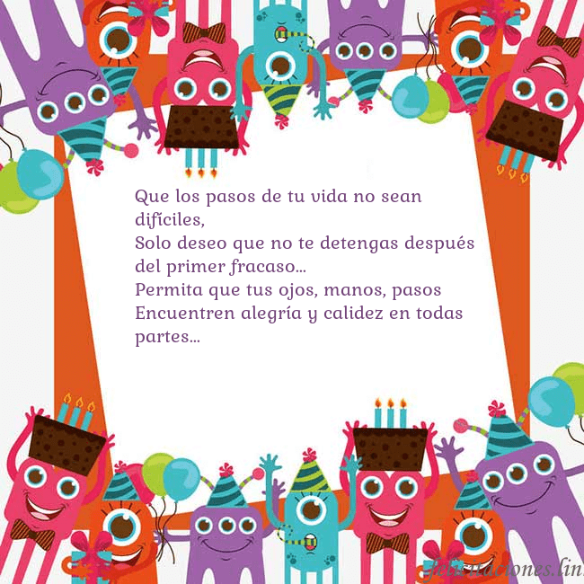 Tarjeta con monstruos Que los pasos de tu vida no sean difíciles,
Solo d Tarjeta con monstruos