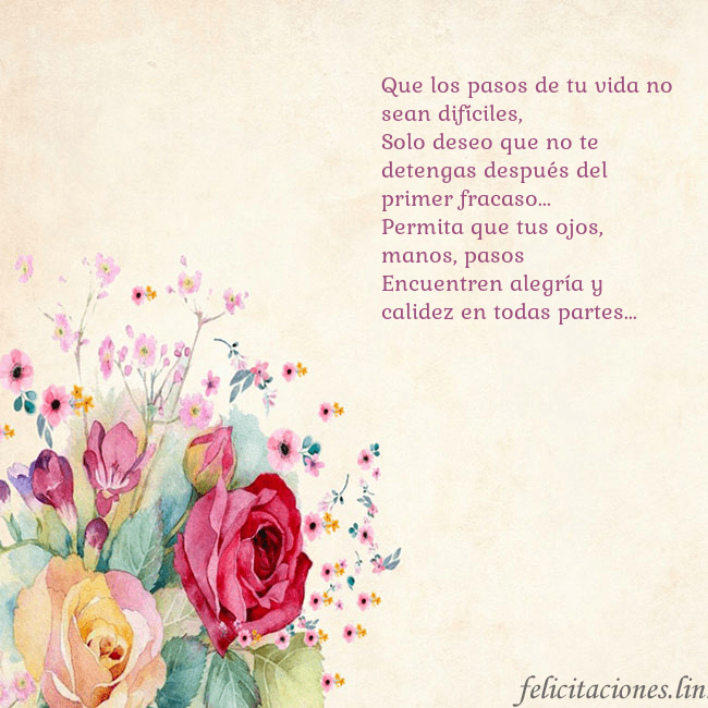 Tarjeta de cumpleaños con rosas pintadas en acuarela Que los pasos de tu vida no sean difíciles,
Solo d Tarjeta de cumpleaños con rosas pintadas en acuarela