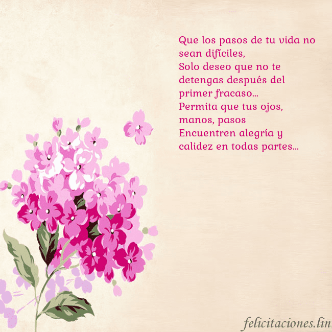 Tarjeta de cumpleaños con hortensias pintadas Que los pasos de tu vida no sean difíciles,
Solo d Tarjeta de cumpleaños con hortensias pintadas